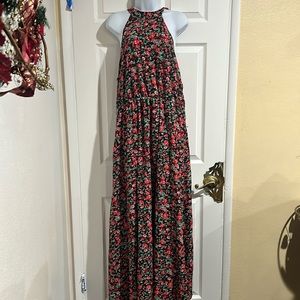 SHEIN Razor Bacl Long Flowered Dress